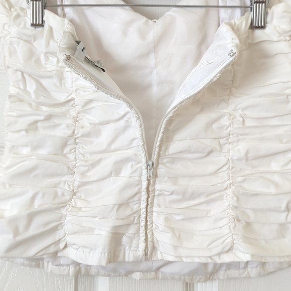 WD.NY Y2K Vintage Classic Ruched Strapless Sweetheart Fitted Tube Top White L - Picture 10 of 10